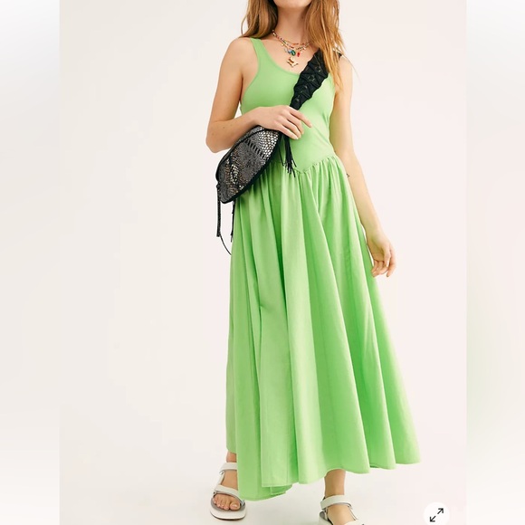 Free People Lime Green Sleeveless Maxi Dress